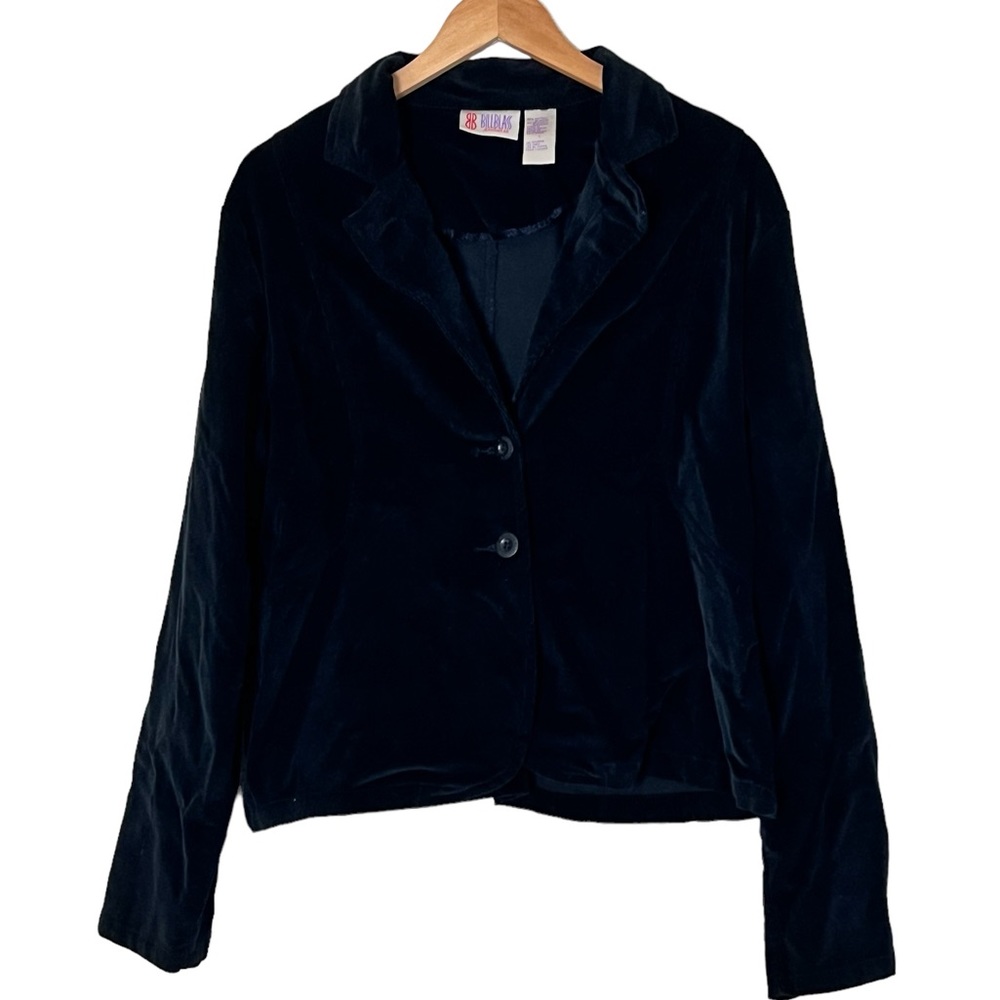 Bill Blass | Black corduroy button front blazer minimalist jacket size l…